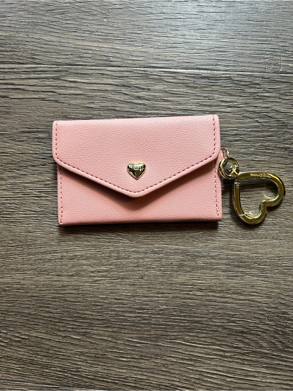 Juicy Couture Pink Envelope Card Wallet with Heart Keyring